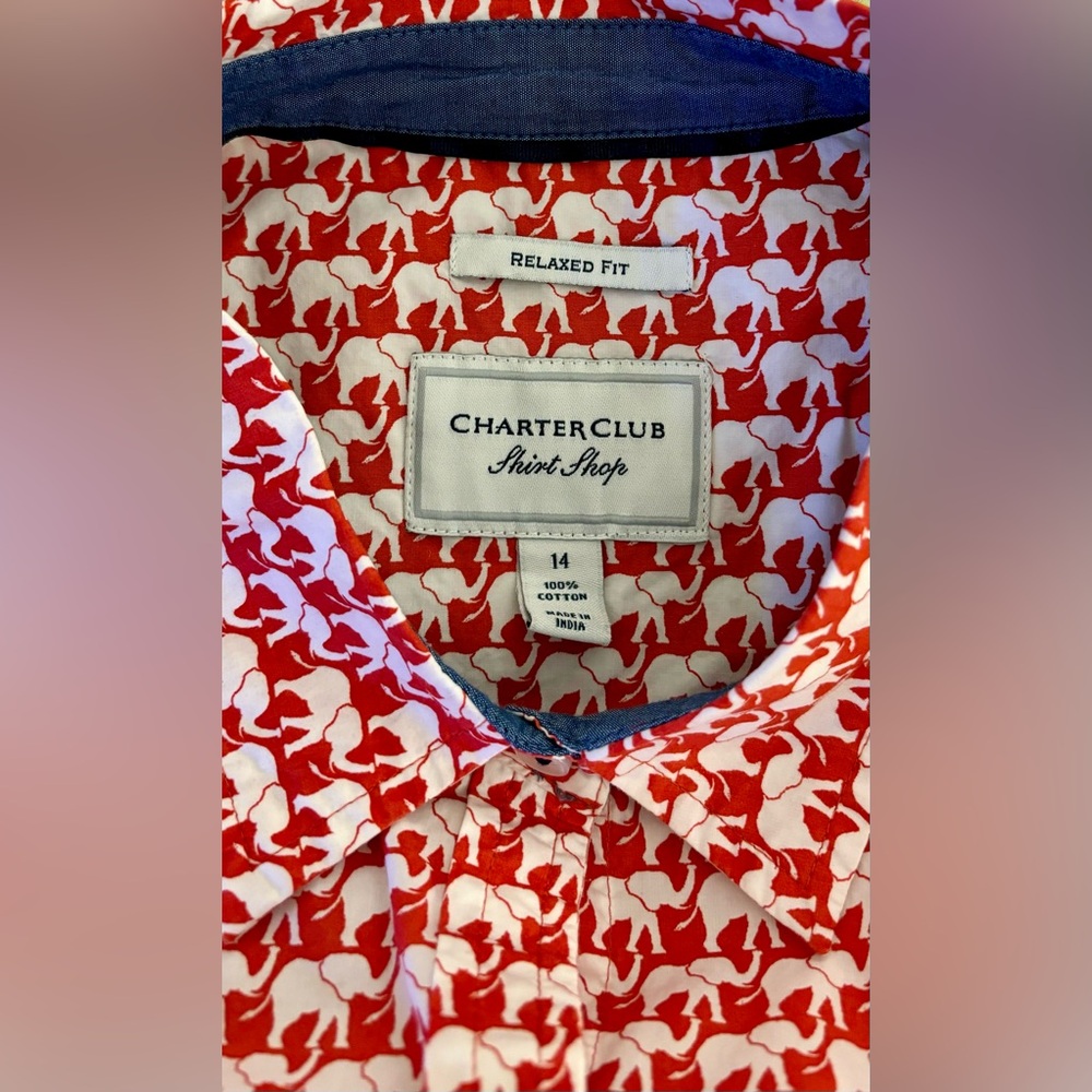 Charter Club Shirt Shop Blouse Button-Down Relaxed Elephant 14 Business Casual View 2